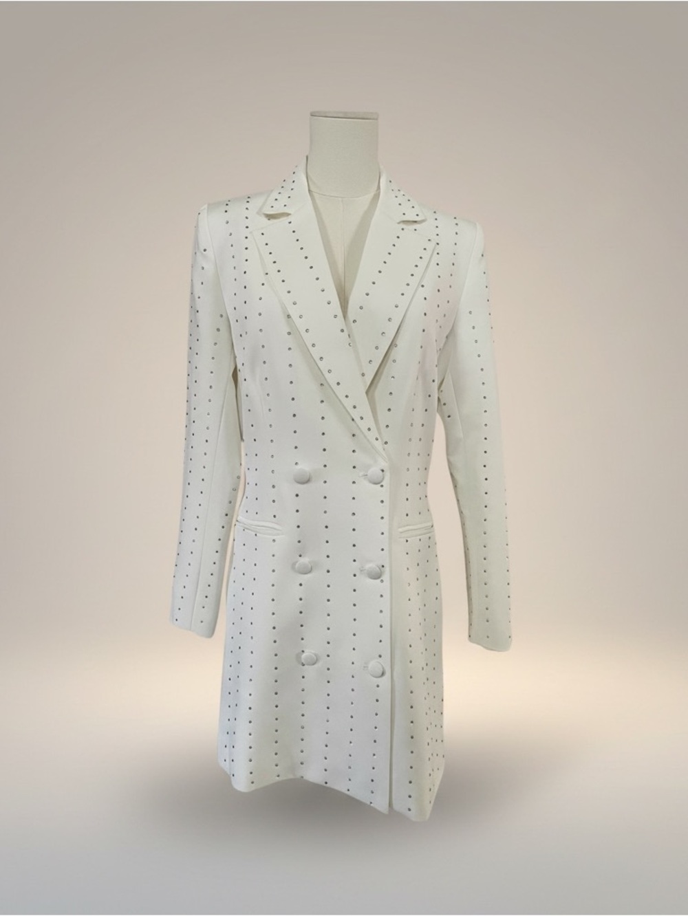 NEW Lucy Paris White Rhinestone Blazer Dress S